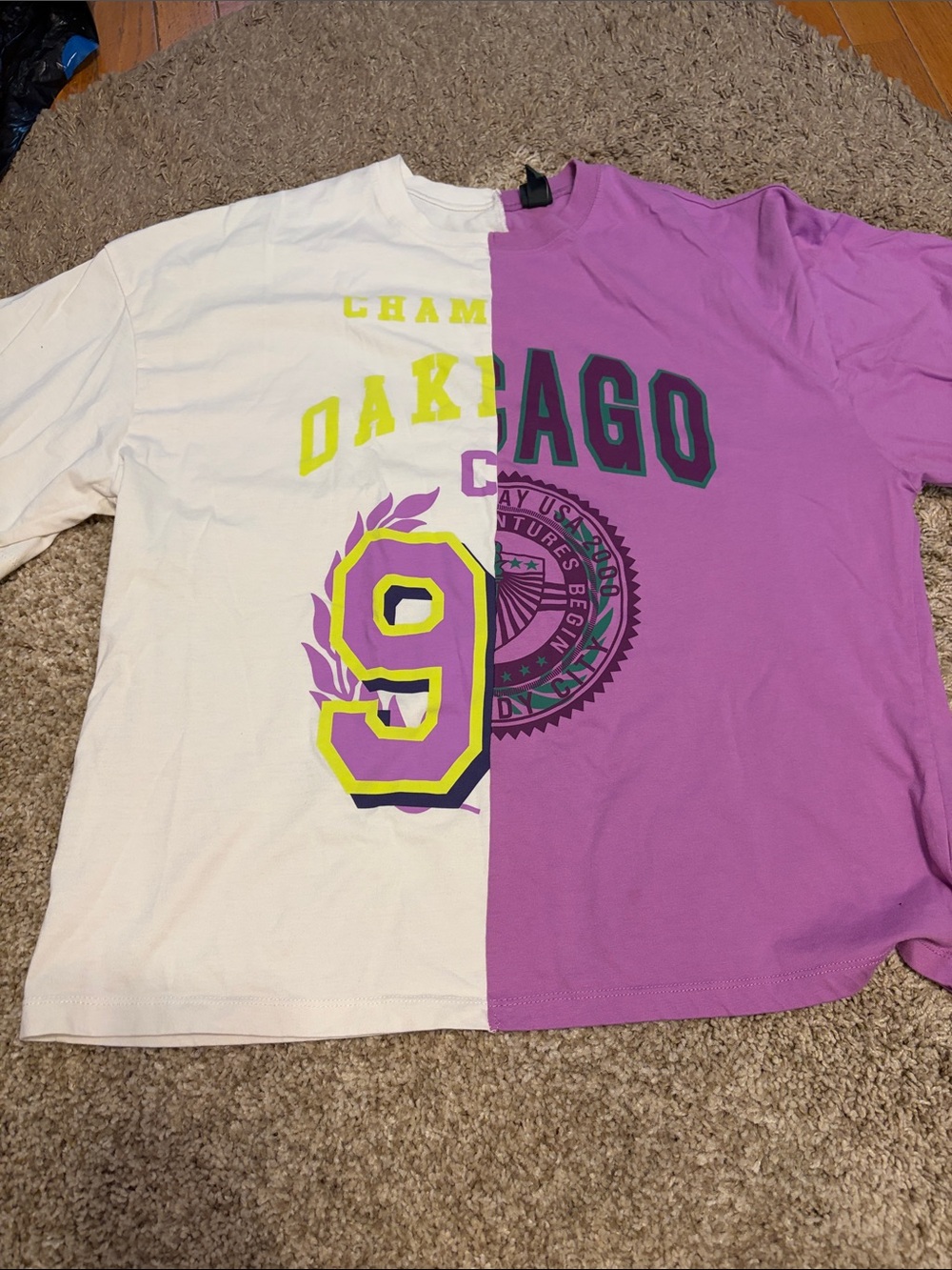 Colorblock Graphic Tee - White & Purple